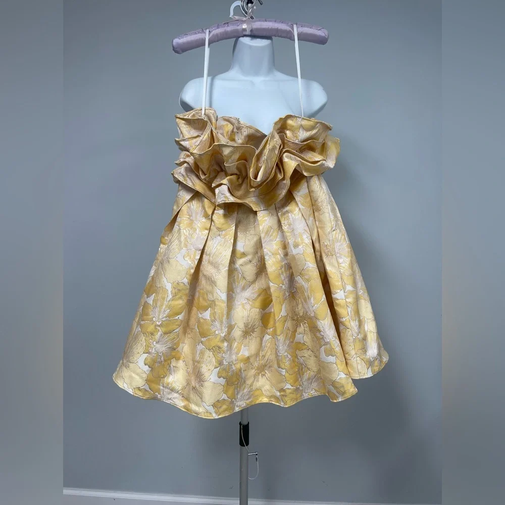 Anthropologie Aureta Strapless Drama Ruffle Mini Dress - Picture 4 of 8